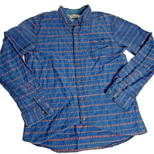 Modern Amusement Casual Button-Down Shirt Teens Medium Aztec Blue Surfer Cotton